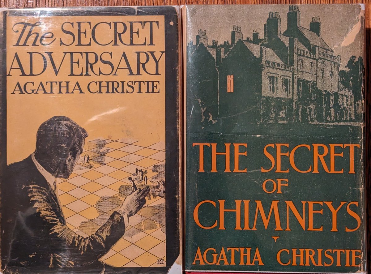 For #murdereverymonday a couple of rare US first edition Agatha Christie's... The Secret Adversary (1922) & The Secret of Chimneys (1925). Lovely vintage cover art.