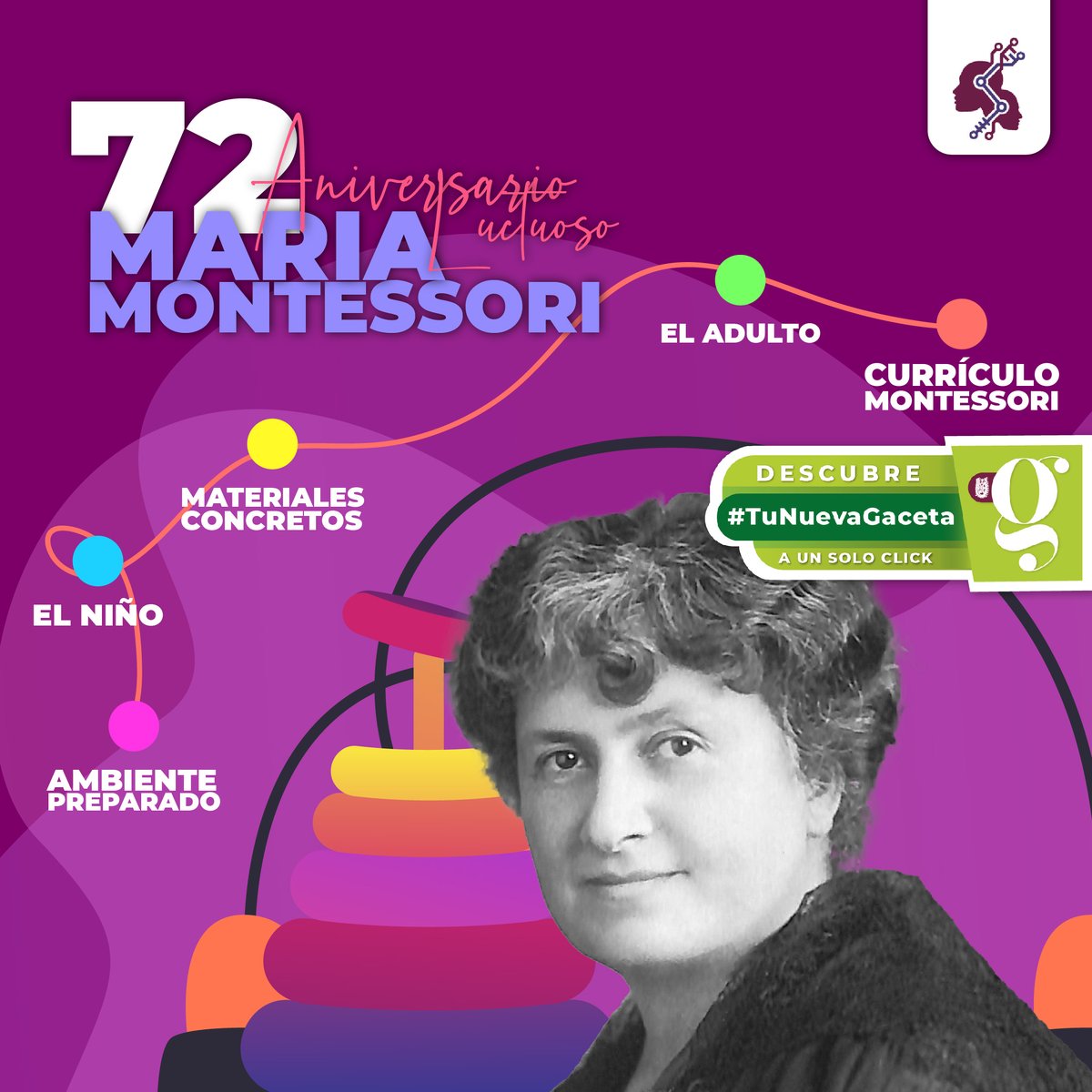 Celebramos el aniversario de la Dra. María Montessori, pionera de la educación. Su Método Montessori fomenta la independencia y el amor por el aprendizaje en niños alrededor del mundo. ¿Sabías que fue la primera mujer en Italia en obtener un doctorado en medicina?#MariaMontessori