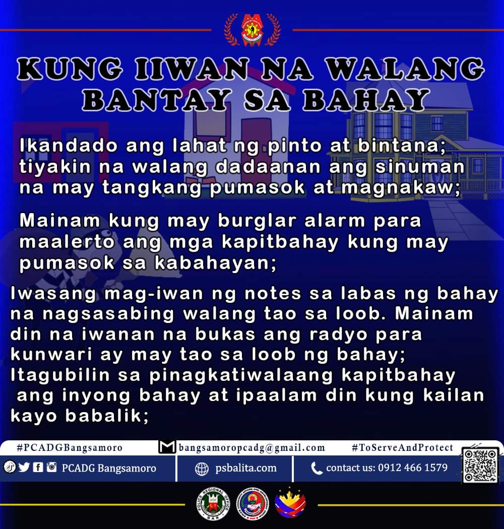 PcadgB's tweet photo. KUNG IIWANAN NA WALANG BANTAY SA BAHAY
#PCADGBangsamoro
#BagongPilipinas
#ToServedandProtect https://t.co/cZTq9eymsp