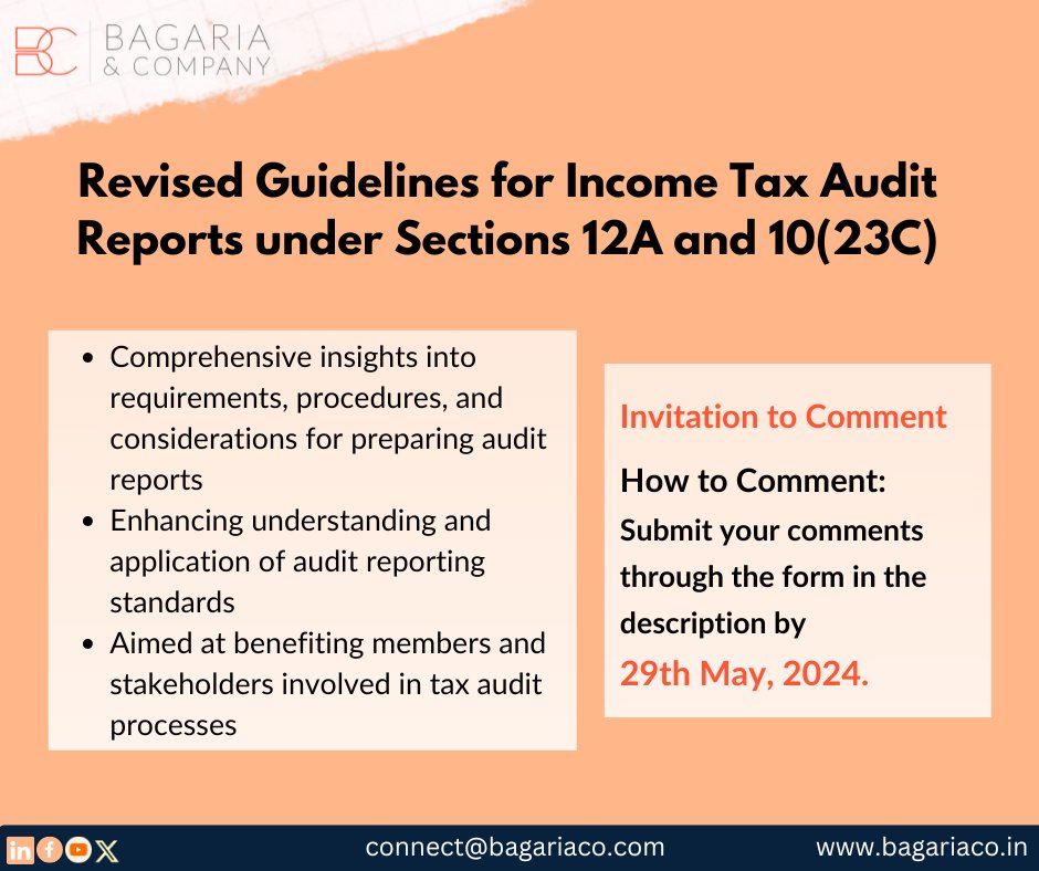 Exposure Draft on Audit Reports under Sections 12A/10(23C) of the Incometax Act, 1961

Submit your comments through
lnkd.in/dczApVzH by 29th May 2024.

To Read more:
lnkd.in/dttwUV4J

#Tax #incometax #taxes #legal #compliance #cafirm #acccountant #gst #corporatetax