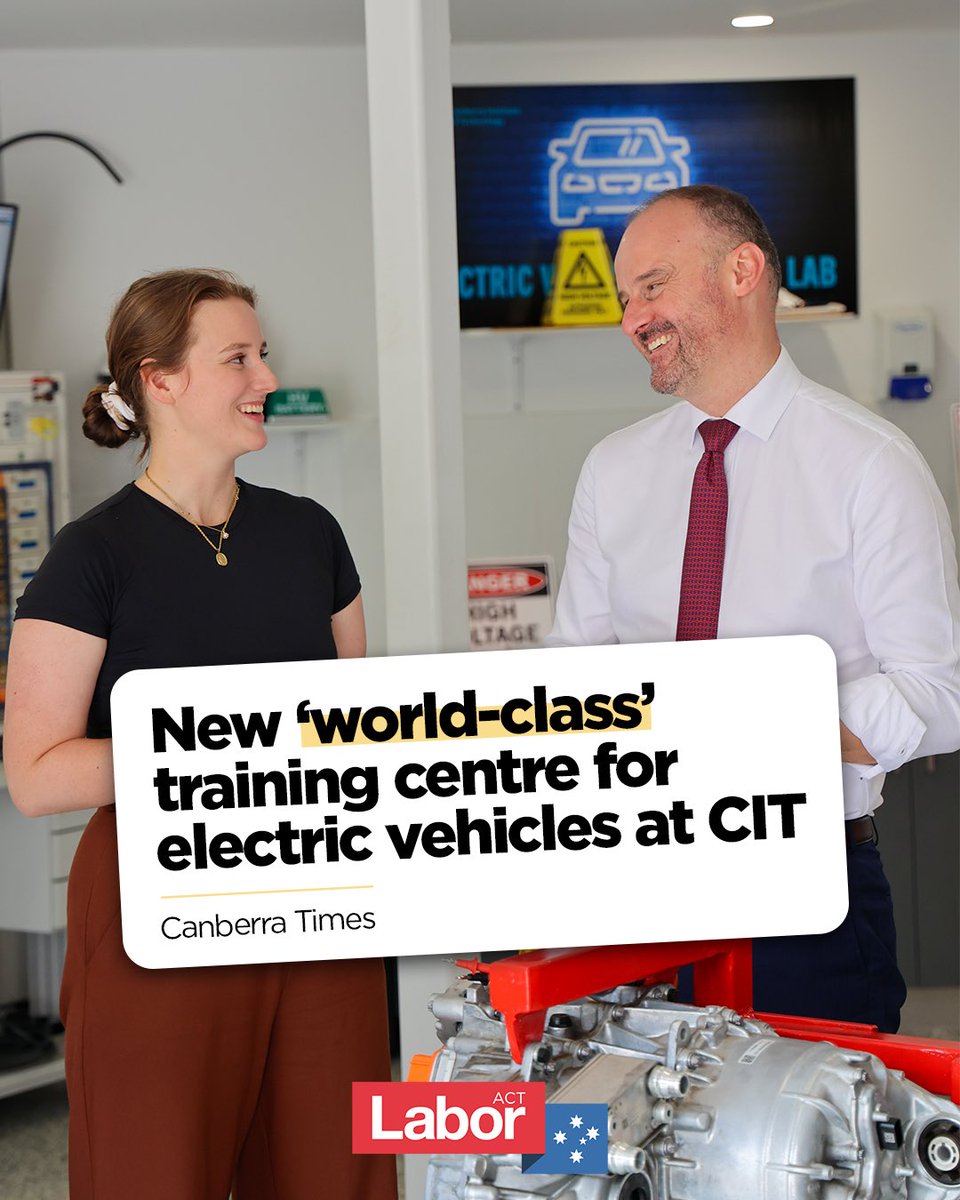 Australia’s about to get its first TAFE Centre of Excellence. And it’ll be right here in Canberra. It’ll provide world-class training for the electric vehicle jobs of the future. While building the skills we need for the transition to net zero.