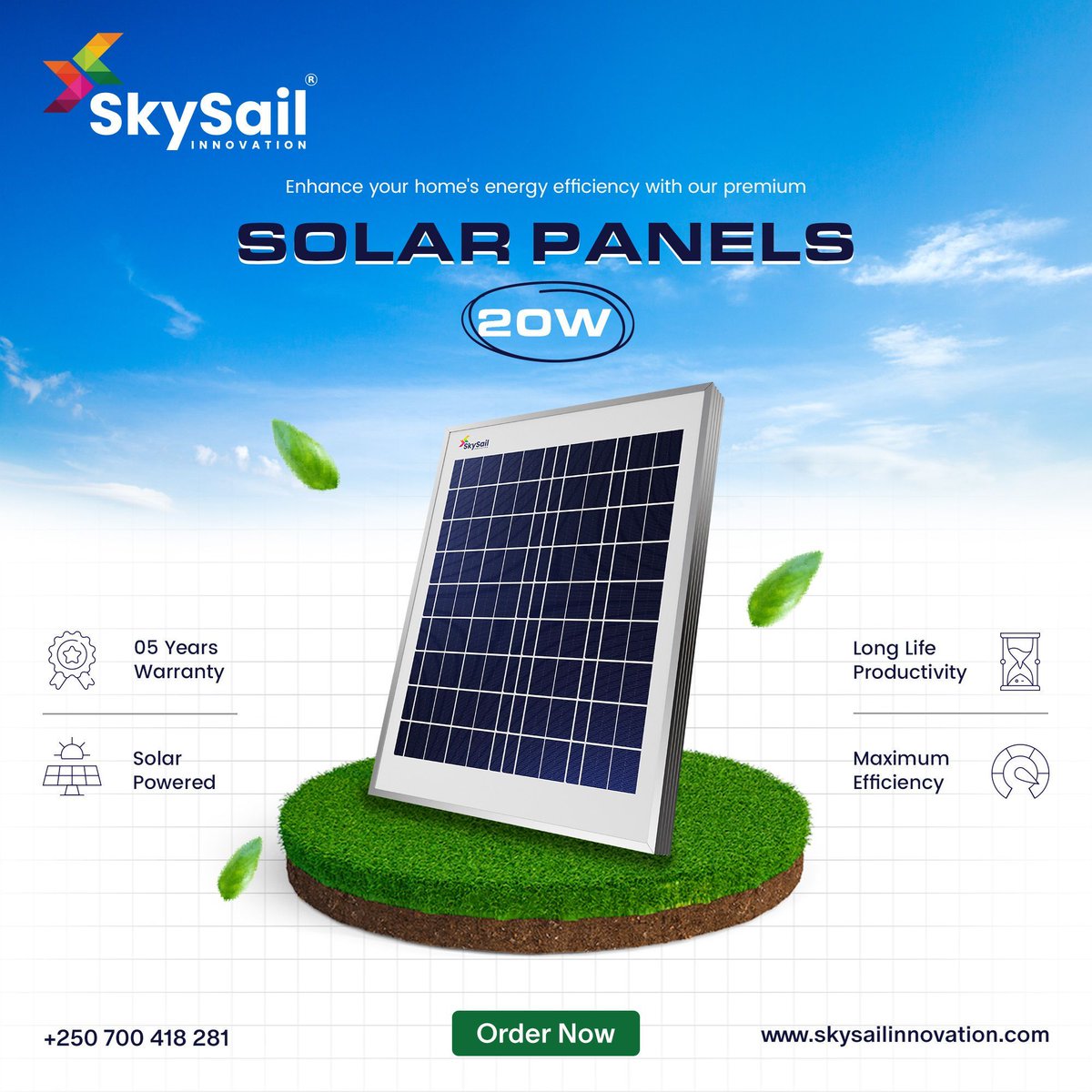 ☀️ Upgrade your home's energy game with SkySail Innovation's premium Solar Panels 20W! 🌱 Harness the power of the sun and reduce your carbon footprint. Order now and make your home eco-friendly! #SkySailInnovation #SolarEnergy #GreenLiving #EnergyEfficiency #RenewableEnergy