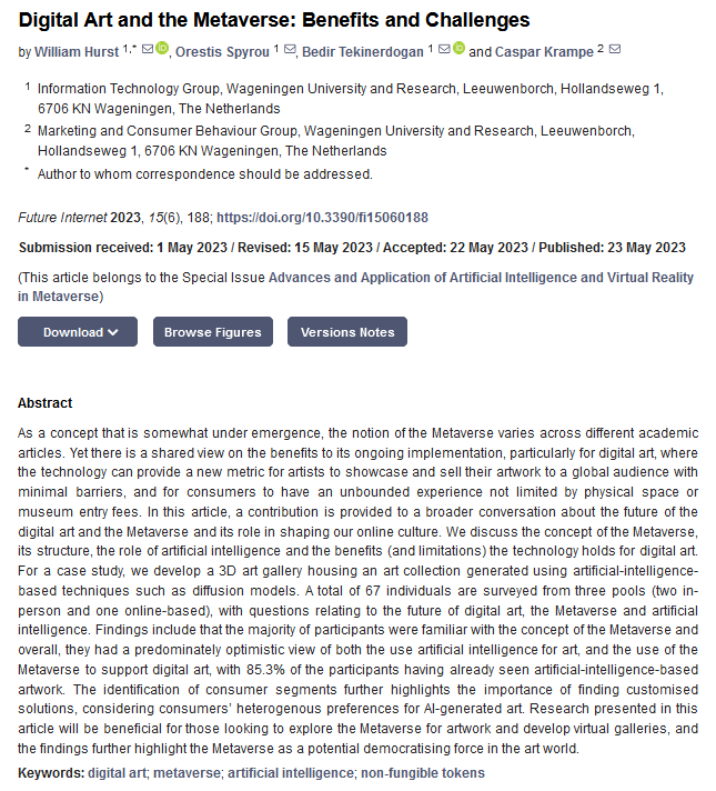 FutureInternet6's tweet photo. 📌📌📌The article 'Digital Art and the #Metaverse: Benefits and Challenges' discusses the benefits of the Metaverse for digital artists and the involvement of AI.
 
The article is available for open access: https://t.co/GLnQiBIXUV https://t.co/BOL4u8QG4j