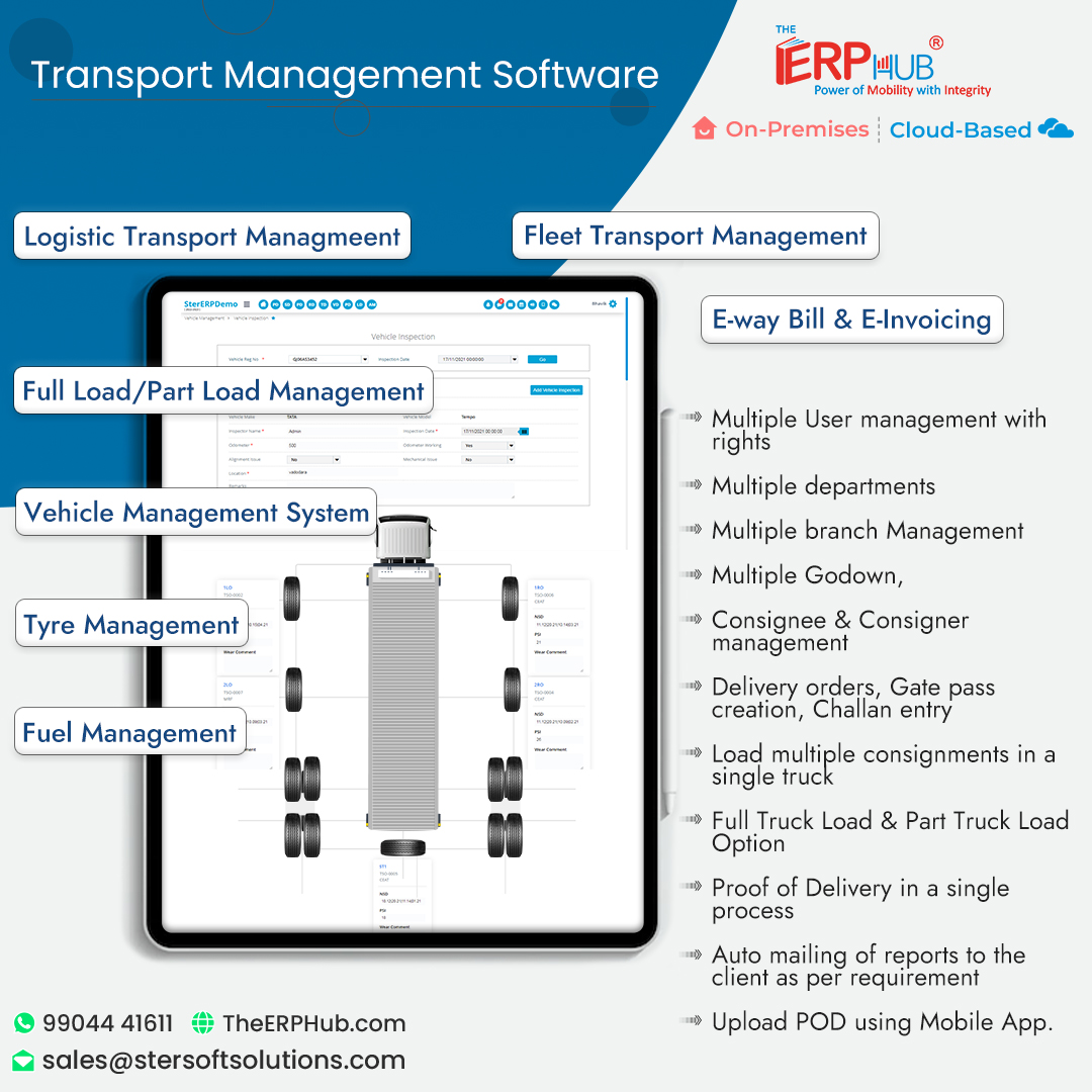 Unable to track your deliveries? Get Your Transport Management System now.

For more details: theerphub.com/transport-erp-…

#TheERPHub #SterSoftSolutions #erp #transportation #management #transportmanagementsystem #vehecle #tyre #fuel #businessmanagement #baroda