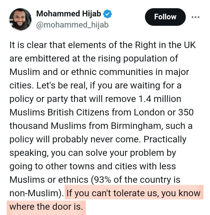 The man who incited mobs against Hindus in Leicester & threatened to kill police dog in Britain says to the British 'If you can't tolerate us, you know where the door is'. The reality of breeding extremism is here.