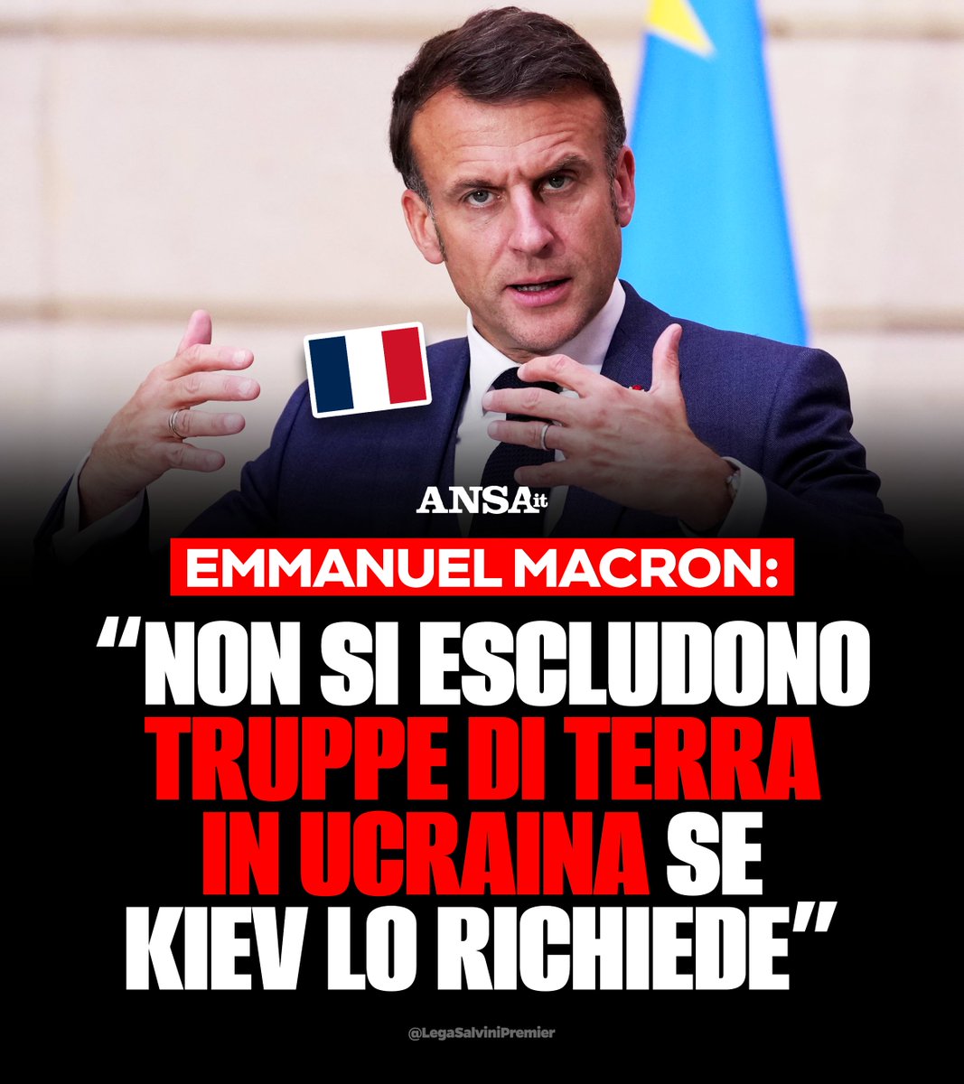 Matteo Salvini: 'Jamais un soldat italien ne mourra au nom de Macron'.
-Macron est un président  va-t’en guerre, De l'Ukraine au Moyen-Orient, ce petit dictateur met en danger les Français.
#GouvernementDeTromperie
