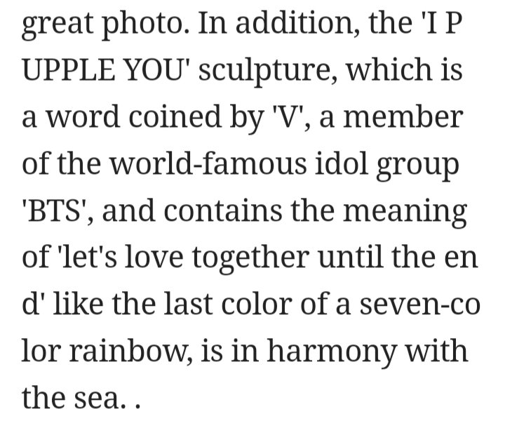 Purple Bridge was selected by the UN World Tourism Organization as the world's best tourist village & has an interesting history starting 2007. In addition, it has 'I PUPPLE YOU' sculpture, which is a word coined by 'V', aka Kim Taehyung