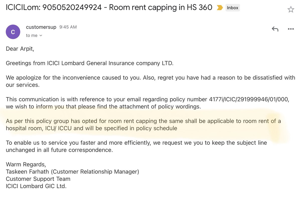 So I sent an email to customer care of @ICICILombard to know more about the details of group policy 

It seems room rent capping is applicable and varies each year depending on the decision of insurer. 

This is important because of clause of proportionate deduction 

@gurjota