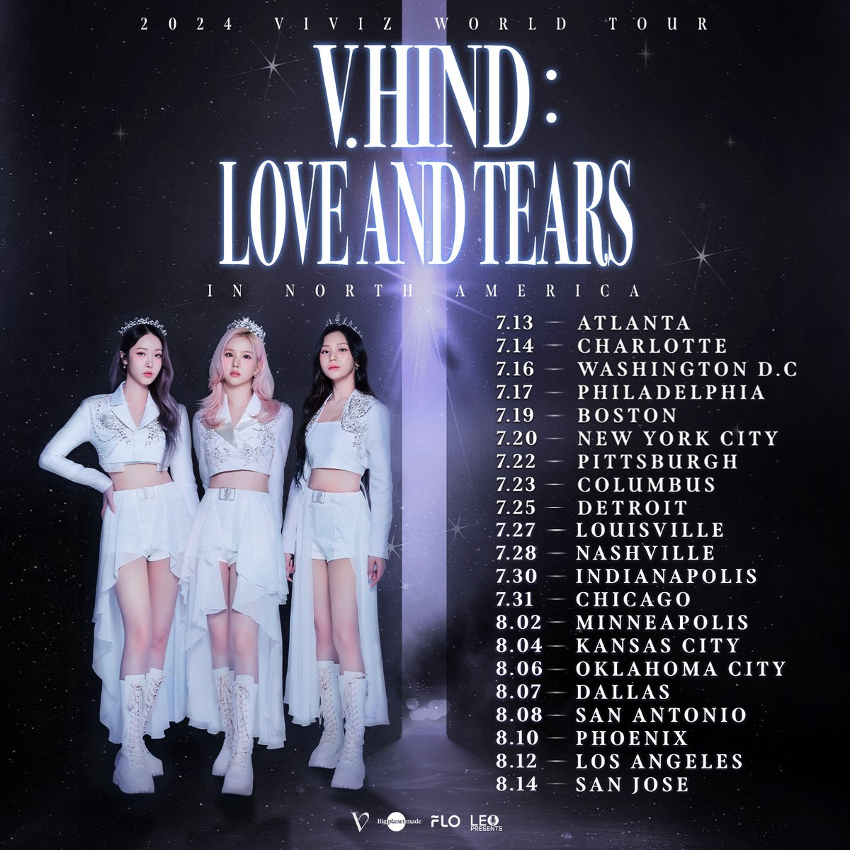 💥 JUST ANNOUNCED! 💥 ➔ @VIVIZ_official ➔ 2024 VIVIZ WORLD TOUR ➔ [V.hind : Love and Tears] in North America ⚡️ 𝐆𝐞𝐧𝐞𝐫𝐚𝐥 𝐒𝐚𝐥𝐞: May 17 (Fri) 10am CST onwards via ticketweb.com! #VIVIZ #EUNHA #SINB #UMJI #Vhind_LoveandTears #VIVIZTOUR