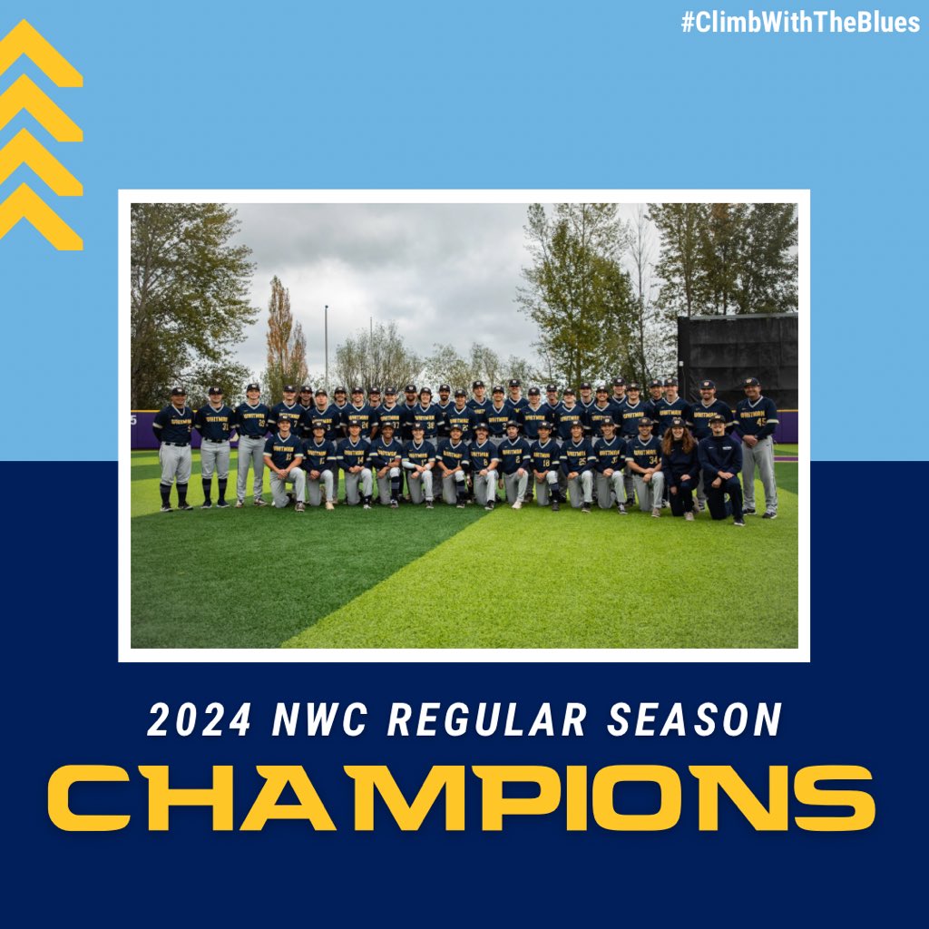 History = made! 🏔️ For the first time in 72 years, your Whitman Blues are regular season NWC champions! The road to the NCAA Tournament will run through Walla Walla starting on Friday! #GoWhitman #ClimbWithTheBlues🏔️