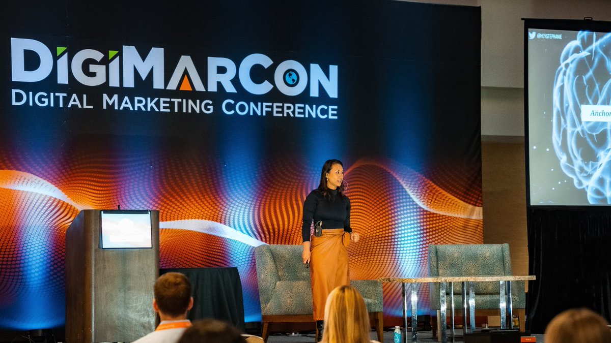 Getting in front of the camera can be daunting, but communicating effectively on video is invaluable in our digital world. That's why when I was asked to open Day 2 of @DigiMarCon, I taught attendees how to charm and disarm audiences with some science. 📷 @brandonfortino