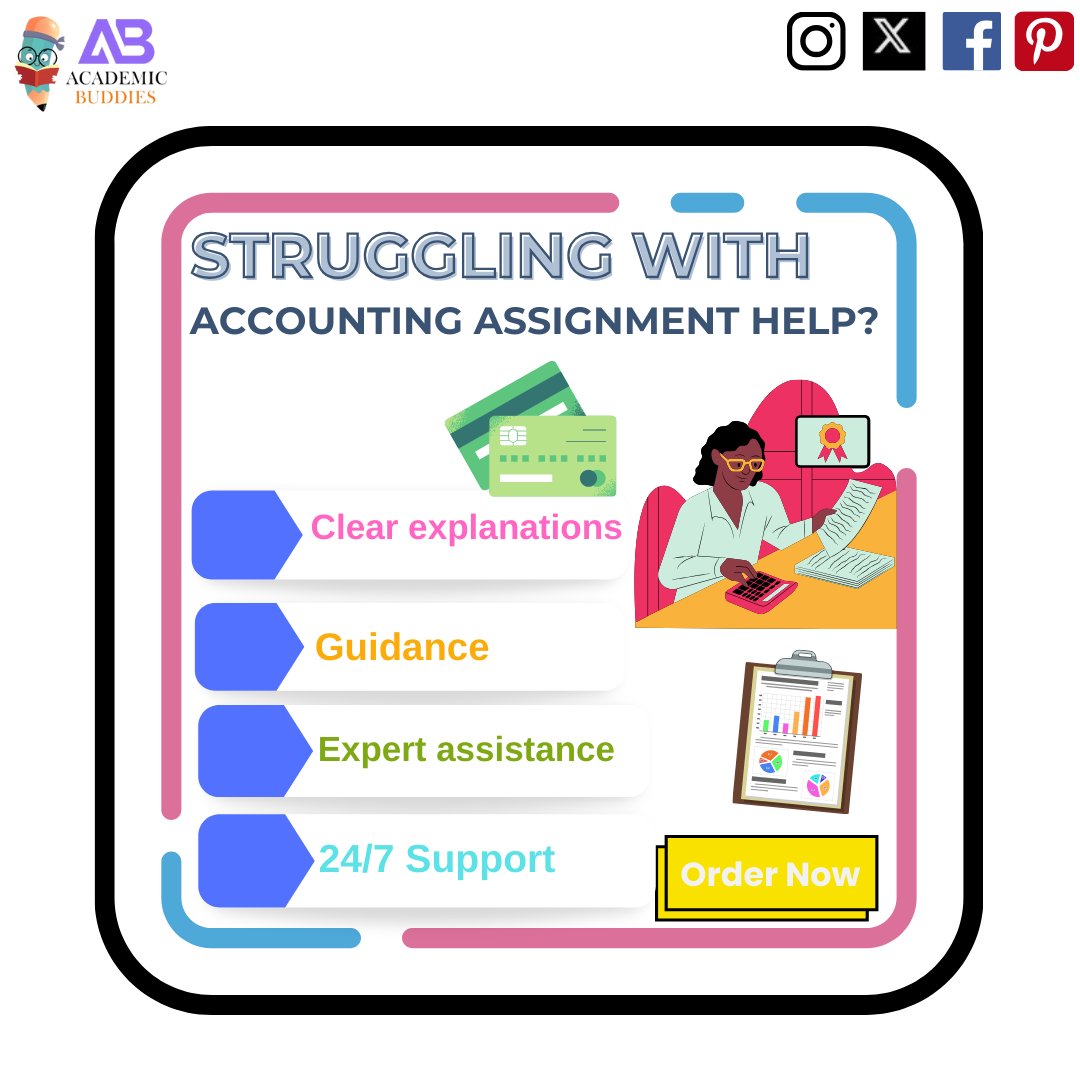 ac_buddies's tweet image. Stuck on your accounting assignments? No worries! Our team offers top-notch #AccountingAssignmentHelp to guide you through the numbers maze. Say goodbye to stress and hello to success! 💼📊 #ExpertAssistance #AceYourAssignments