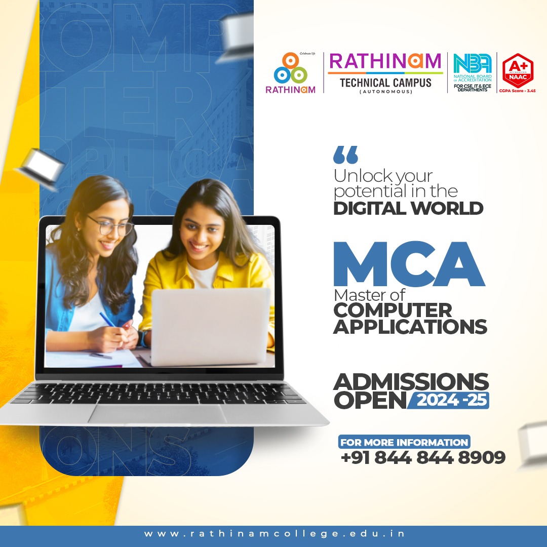 Level up your tech career with a Master's in Computer Applications from Rathinam College!

We offer a rigorous program that will prepare you for success in the IT industry. 

#MCA #MastersInComputerApplications #TechCareer #ITIndustry #GuaranteedPlacement