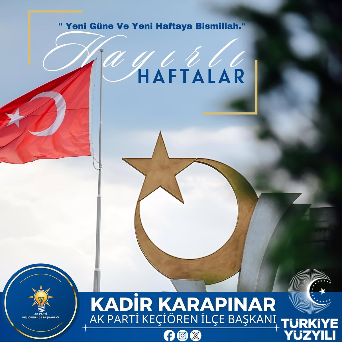 Yeni haftaya yeni güne Bismillah #HayırlıHaftalar #Pazartesi @RTErdogan @hakanhanozcan @AkpartiAnkara @AKadirkarapinar