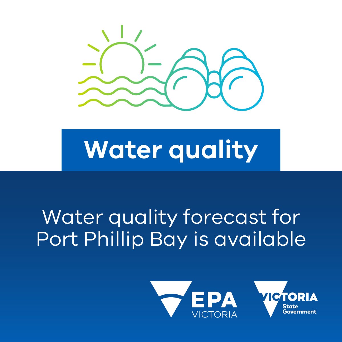 Water quality forecast for tomorrow:

Port Phillip Bay beaches - good for all sites.

Yarra River - Warrandyte good, others poor.

More details: epa.vic.gov.au/for-community/…