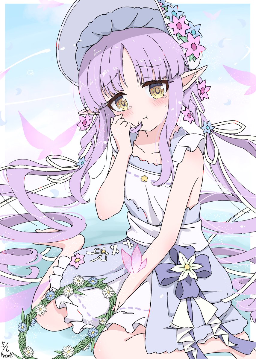 kyouka (princess connect!) 1girl solo long hair looking at viewer blush dress hat  illustration images