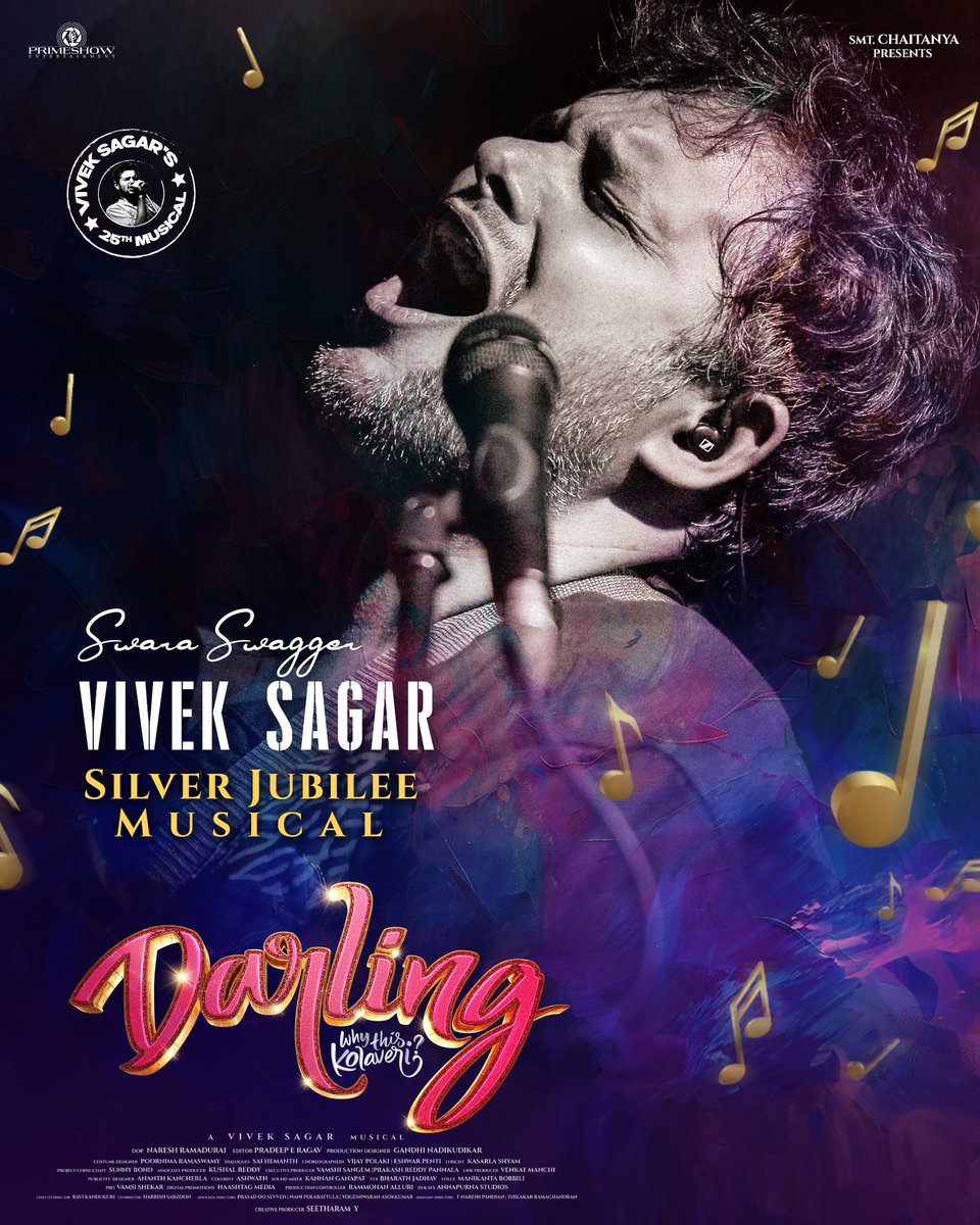 🥁A musical silver jubilee unfolds!🥁 Get ready to groove to the rhythm of 'Swara Swagger' #VivekSagar celebrating his 25th film with #Darling 🎼🔥 Experience the magic soon ✨ 👉🏻youtu.be/RJAHSobEGyg @PriyadarshiPN @NabhaNatesh @dir_aswin #VivekSagar @Niran_Reddy…