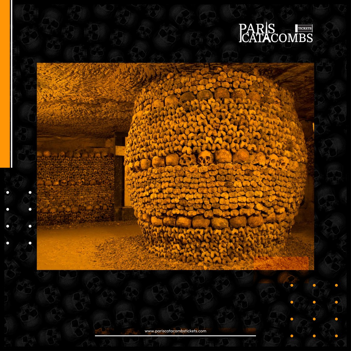 A chilling arrangement of femurs and skulls in the catacombs, telling tales of old Paris.

#pariscatacombs #catacombsofparis #catacombs #paristour #travelling #exploretheworld