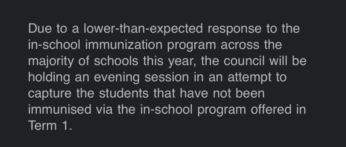 Year 7 immunisation at schools ! 
Majority of the parents along with me refused to give gardasil to their children !
Now the councils are desperate and wanting parents to attend a “immunisation session” and get their kids the poison gardasil ! How about GFY councils🖕🏻 and 
Well…