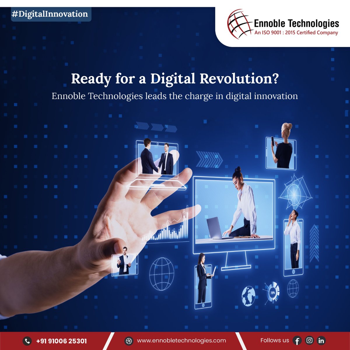 🧑‍💻 Ready for digital revolution 🚀

Ennoble Technologies leads the charge in #DigitalInnovation. Embrace the future of business with our transformative  #TechSolutions. Join the revolution now! 

Email us: info@ennobletechnologies.com

#TechRevolutions #EnnobleTechnologies