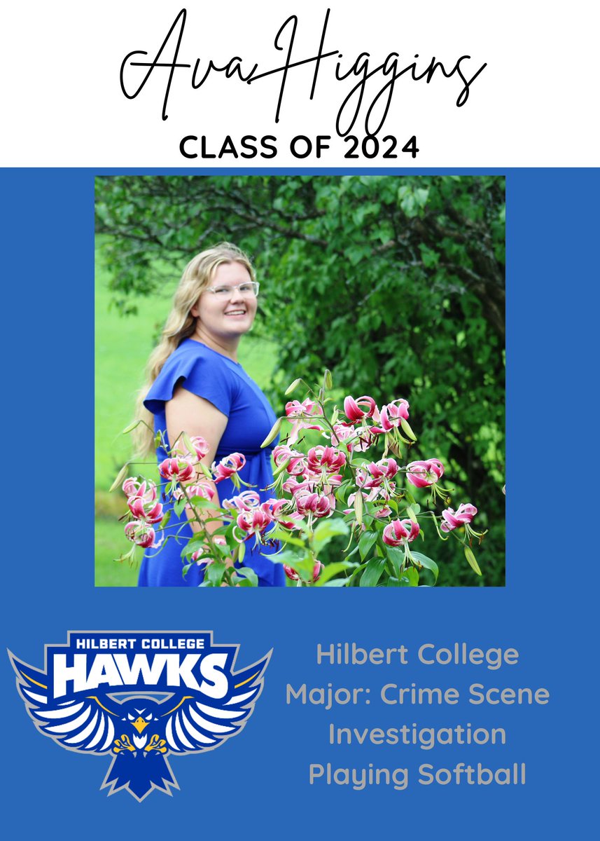 Congratulations to our Class of 2024 Senior, Ava Higgins! #HoneoyeProud 🐾🔵⚪️🎓