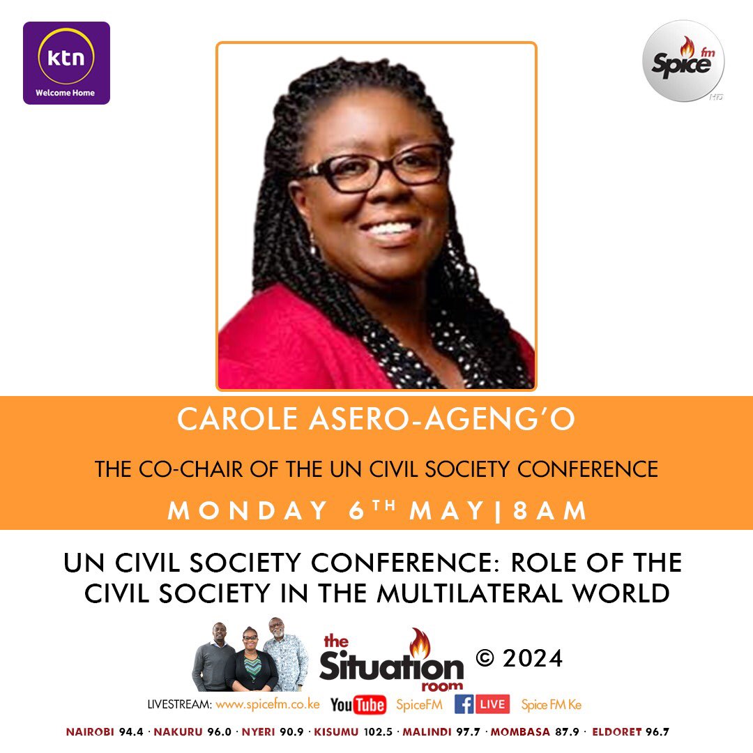 All about the UN Civil Society Conference.

With Carole Asero-Ageng'o 8-9am in #TheSituationRoom 

Livestream: youtube.com/live/zbw7Egsi2…