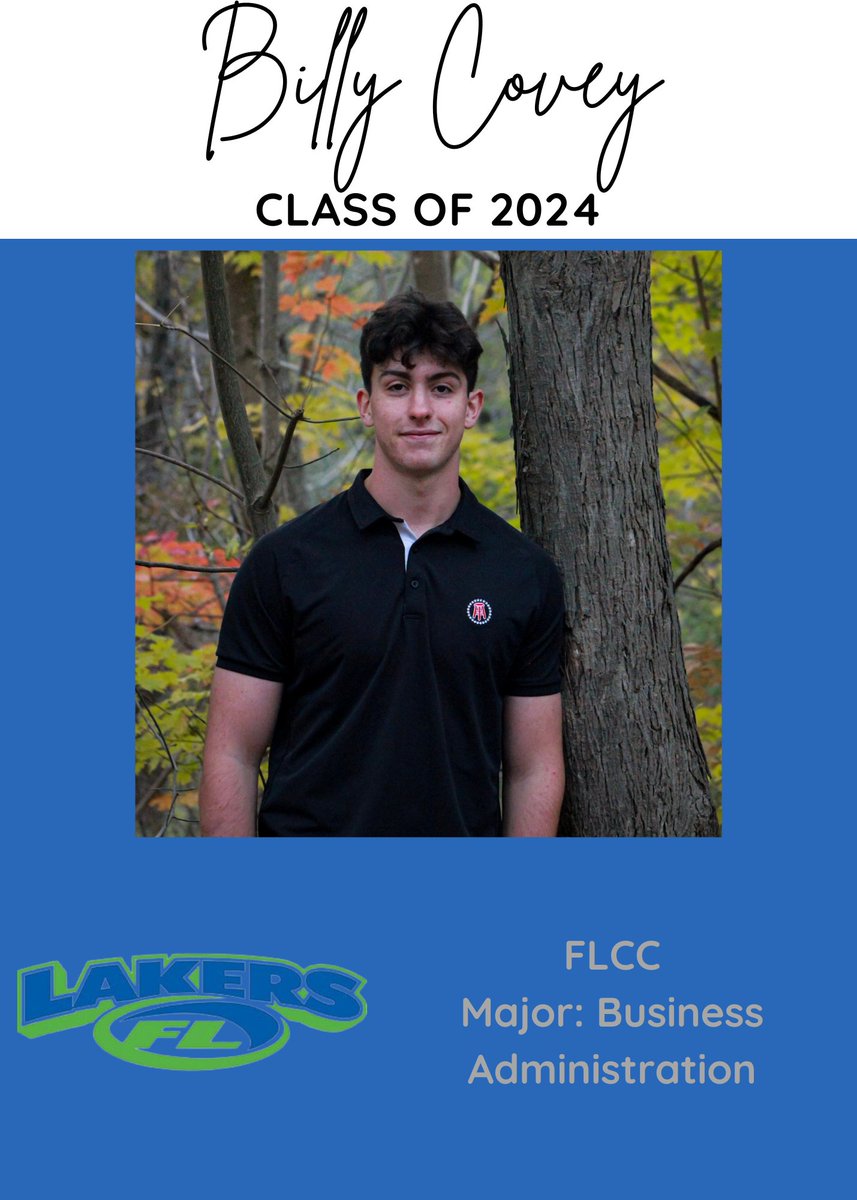 Congratulations to our Class of 2024 Senior, Billy Covey! #HoneoyeProud 🐾🔵⚪️🎓