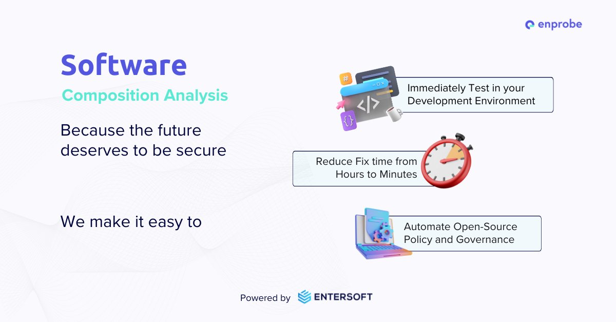Secure the future with enprobe's Software Composition Analysis. Easily automate Open-Source Policy and Governance.

Know more @ zurl.co/jFrQ 

#cybersecurity #softwaresecurity #security #software #enprobe #entersoft #cybersecurity #Entersoft #AppSecurity #sca