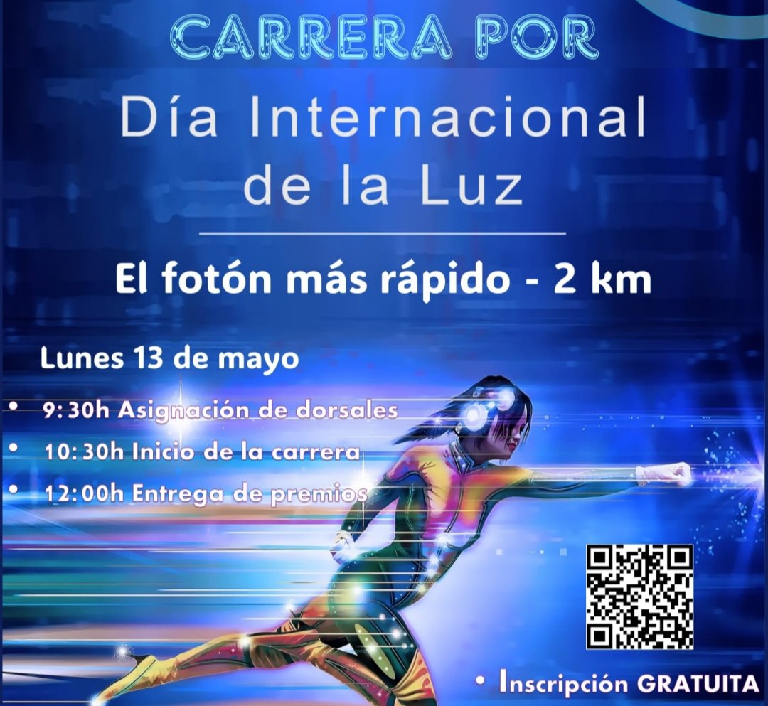 GROC•UJI (@photonicsuji) on Twitter photo Buscamos a gente afín a <a href="/UJIuniversitat/">Universitat Jaume I</a>, divertida 😂, con ganas de pasar un buen rato 🥳 y que no le importe sudar la camiseta 👕.
¡Carrera🏃♂️🏃♀️ por el #IDL2024 #LightDay2024 <a href="/IDLofficial/">International Day of Light 16 May</a> <a href="/DIL_SPAIN/">Día Internacional de la Luz</a> !
Apúntate 👉forms.gle/V3chTaGgitVt2f…
Regalo 🎁 por participar y ¡ gratis! Buscamos a gente afín a <a href="/UJIuniversitat/">Universitat Jaume I</a>, divertida 😂, con ganas de pasar un buen rato 🥳 y que no le importe sudar la camiseta 👕.
¡Carrera🏃♂️🏃♀️ por el #IDL2024 #LightDay2024 <a href="/IDLofficial/">International Day of Light 16 May</a> <a href="/DIL_SPAIN/">Día Internacional de la Luz</a> !
Apúntate 👉forms.gle/V3chTaGgitVt2f…
Regalo 🎁 por participar y ¡ gratis!