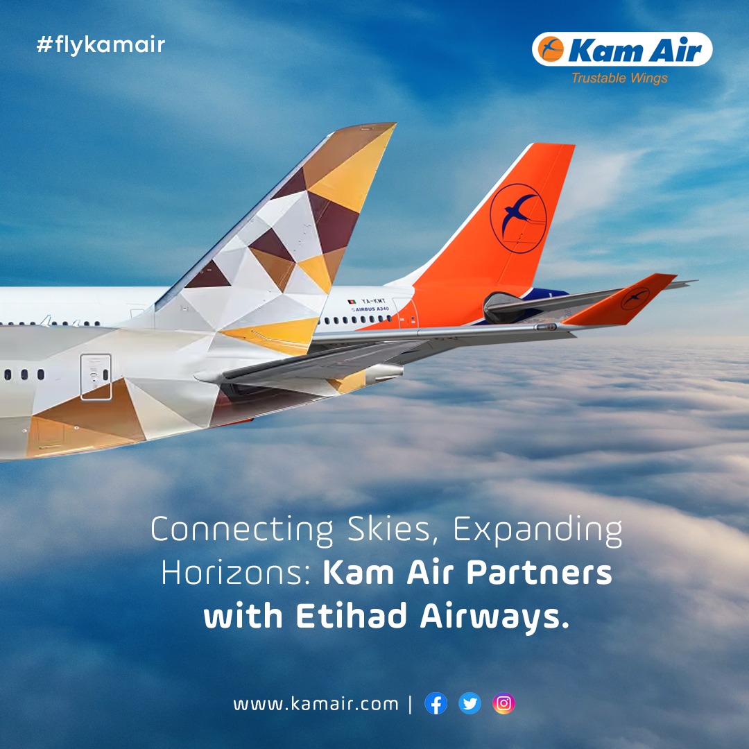 KamairRQ's tweet photo. We’re excited to announce our collaboration with Etihad Airways!
Together, we're expanding your travel possibilities with seamless connections across the globe. Experience enhanced travel options and world-class service.
#KamAir #EtihadAirways #FlyFurther https://t.co/GU8irUEmWi