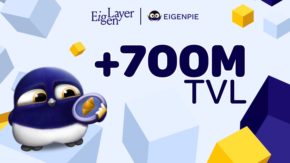 Eigenpie's TVL has officially surpassed $700 Million.📊 More ETH is being restaked natively through our platform, and also LST holders keep restaking their assets to accumulate @Eigenpiexyz_io Points.⚙️ Thanks for your trust and support.🦅