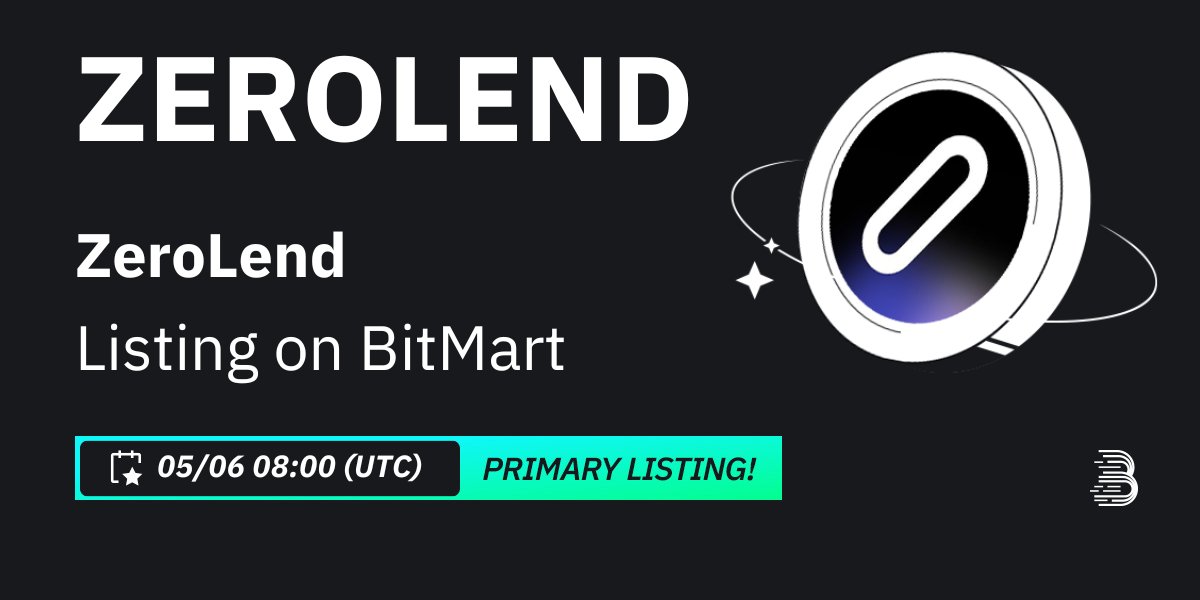 #BitMart is thrilled to announce the primary listing of ZeroLend (ZEROLEND) @zerolendxyz🔥 ZeroLend is the largest lending market on L2s—Linea, zkSync, Manta, Blast, and X Layer—with a focus on liquid restaking tokens (LRTs) lending, governance, real-world assets (RWAs) lending,…