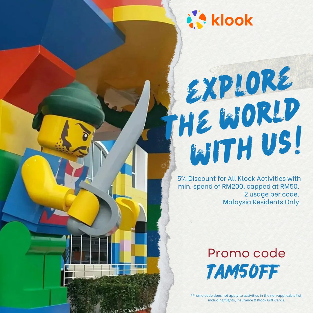 Explore the World with Us !!

Book your next adventure now with KLOOK and let us take you on an extraordinary journey! ✨ 📷 Use promo code 'TAM5OFF' at checkout: atmy.me/0097li000uec

Valid until 30/6/2024
#KLOOK #TravelDeals #ExploreMoreForLess #PromoCode #BookNow