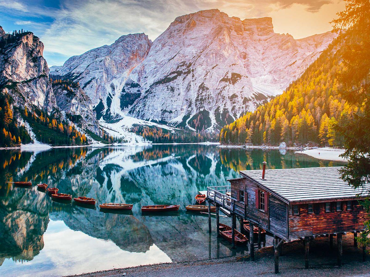 Most probably one of the most beautiful lakes in the Dolomites and another Instagram star, Lago di Braies is the largest natural lake in the Dolomites. This lake is located at a height of 1469 meters above sea level and even though swimming is allowed,
