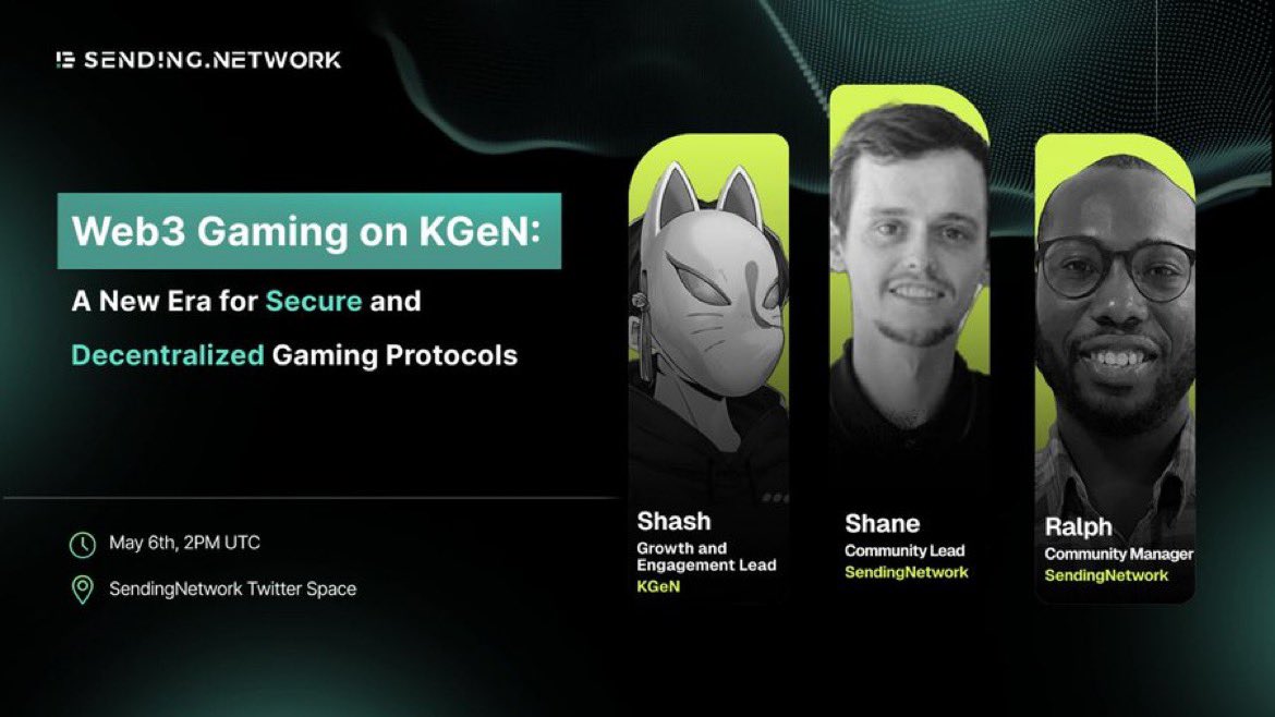 Our Twitter Space with <a href="/KGeN_IO/">KGeN 🟩</a> starts in a few hours!

Discover how together we usher in a new era of secure and decentralized gaming protocols.

Set a reminder here: x.com/i/spaces/1jMKg…