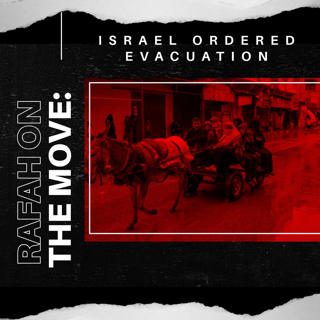 🔴 #BreakingNews: Israel orders evacuation of parts of Rafah. A 'limited' operation in the southern Gaza city is imminent. The world leaders voice opposition, warning of a worsening humanitarian crisis. Stay tuned for updates. #RafahEvacuation #StaySafe