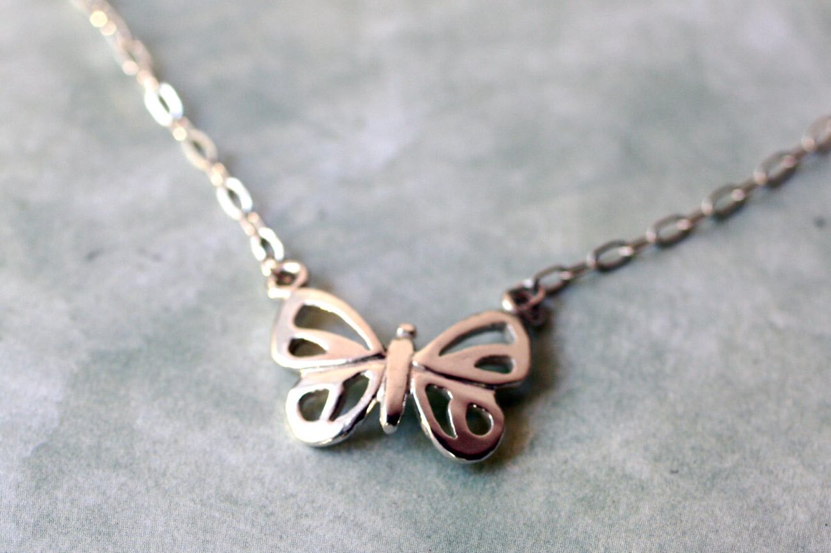 Petite Modern Sterling Silver Butterfly Necklace Handmade Minimalist Butterfly Jewelry Silver Butterfly Jewelry tuppu.net/32680aa #giftideas #CapitalCityCrafts #artisanjewelry #GardenInspired