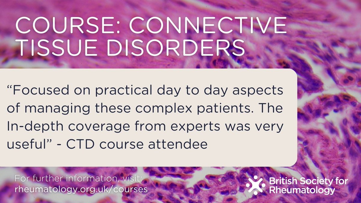 Our Connective tissue disorders course is back on 14 May. Expect expert-led sessions on assessment, management and monitoring of ANCA vasculitis, large vessel vasculitis and Behcet’s syndrome. Find out more and book your place today: bit.ly/3wt6NIV
