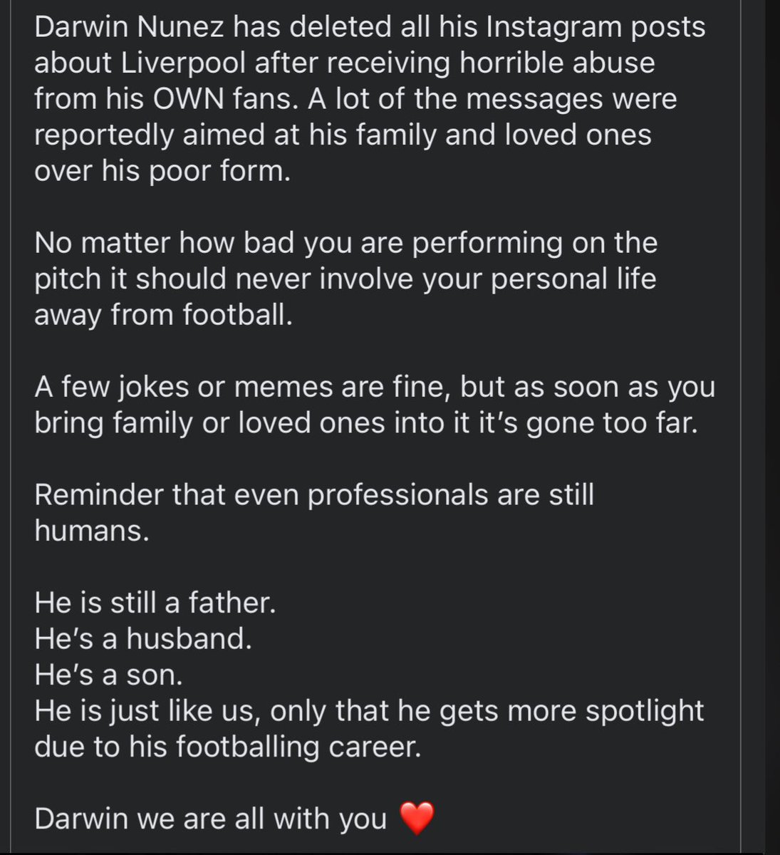 If you are one of these people you're a massive cunt...

You're also not welcome to call yourself a Liverpool fan...

#DarwinNunez #YNWA ❤️