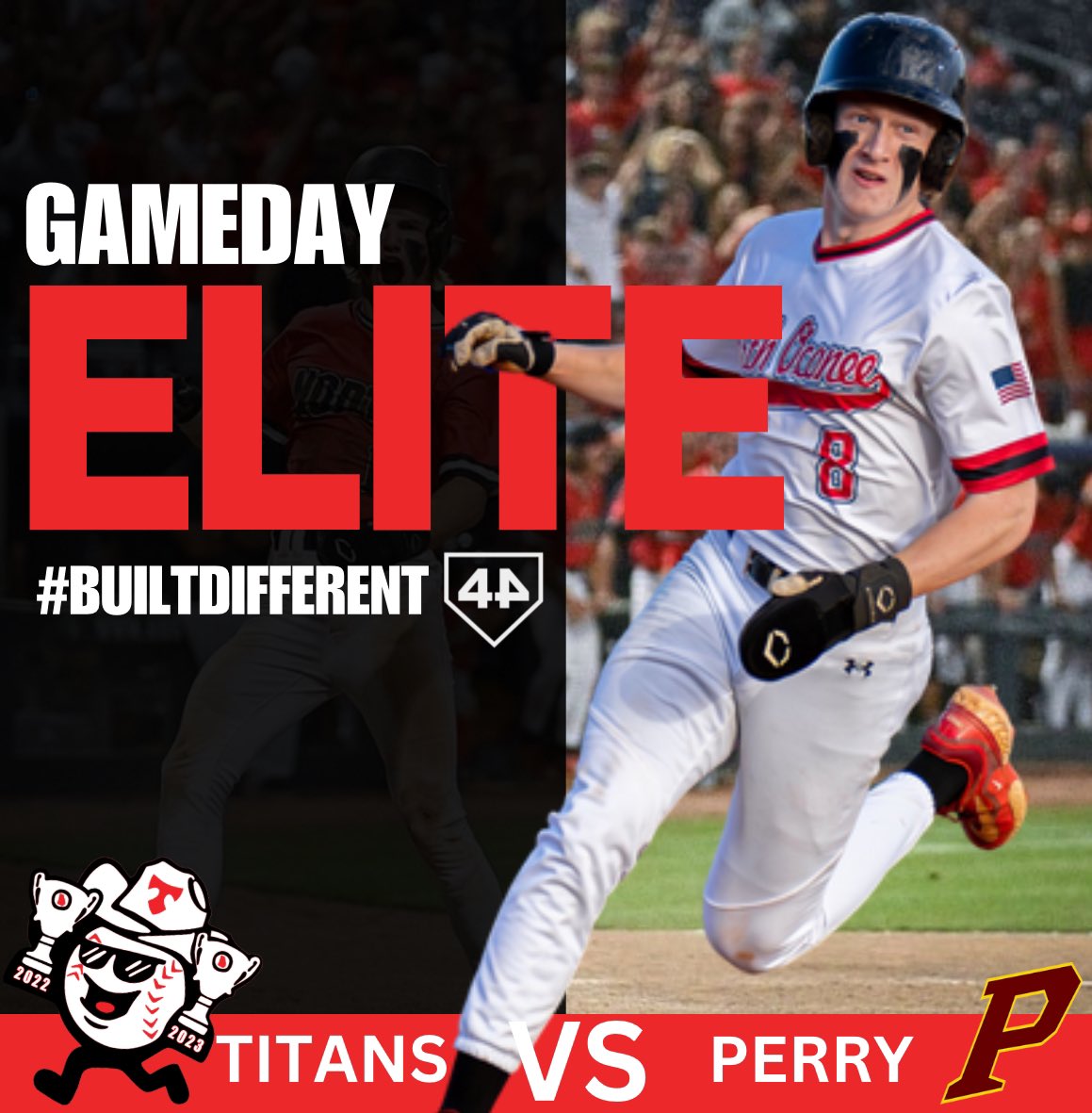 🔥⚾️ GAMEDAY….Titans hit the road for their Elite 8 Matchup🔥⚾️

🆚 Perry
🏟️ AWAY
📆 May 6th
⏰ 4:00 PM &amp; 7:00 PM
🎟️ GoFan
📸 Connor O’Mara - Sophomore

<a href="/HomeGameHero/">Home Game Hero</a> 

#TEAM44
#OurBrand
#BuiltDifferent