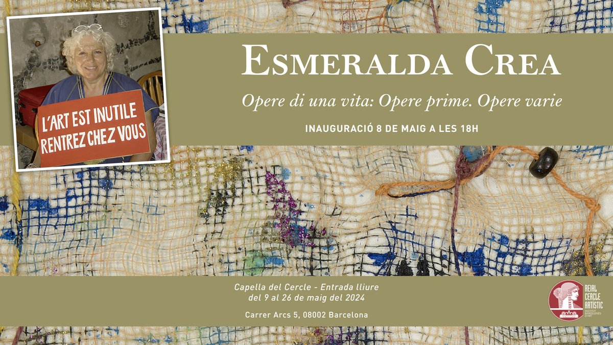 Inauguració de l'exposició 𝐎𝐩𝐞𝐫𝐞 𝐝𝐢 𝐮𝐧𝐚 𝐯𝐢𝐭𝐚 D'Esmeralda Crea 8 de maig del 2024 a les 18h Entrada lliure