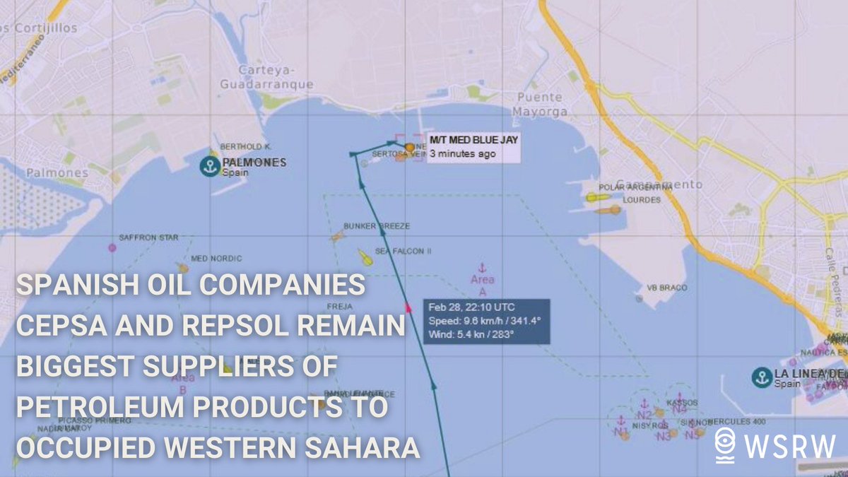 🔴 We've analysed all shipments of petroleum into occupied #WesternSahara in 2023. 
Nearly all oil came from #Spain, from @Repsol and @Cepsa, who don't respond to questions. 
Read our full analysis here: wsrw.org/en/news/cepsa-…
#BizHR #bizhumanrights