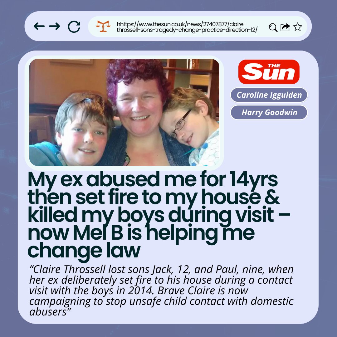 This is such a heartbreaking story and shows exactly why the family court needs urgent reform. Claire has suffered a tragedy that could have been avoided if the system prioritised her sons' welfare and held an abusive man accountable for his actions 📰: bit.ly/3y8HFL1