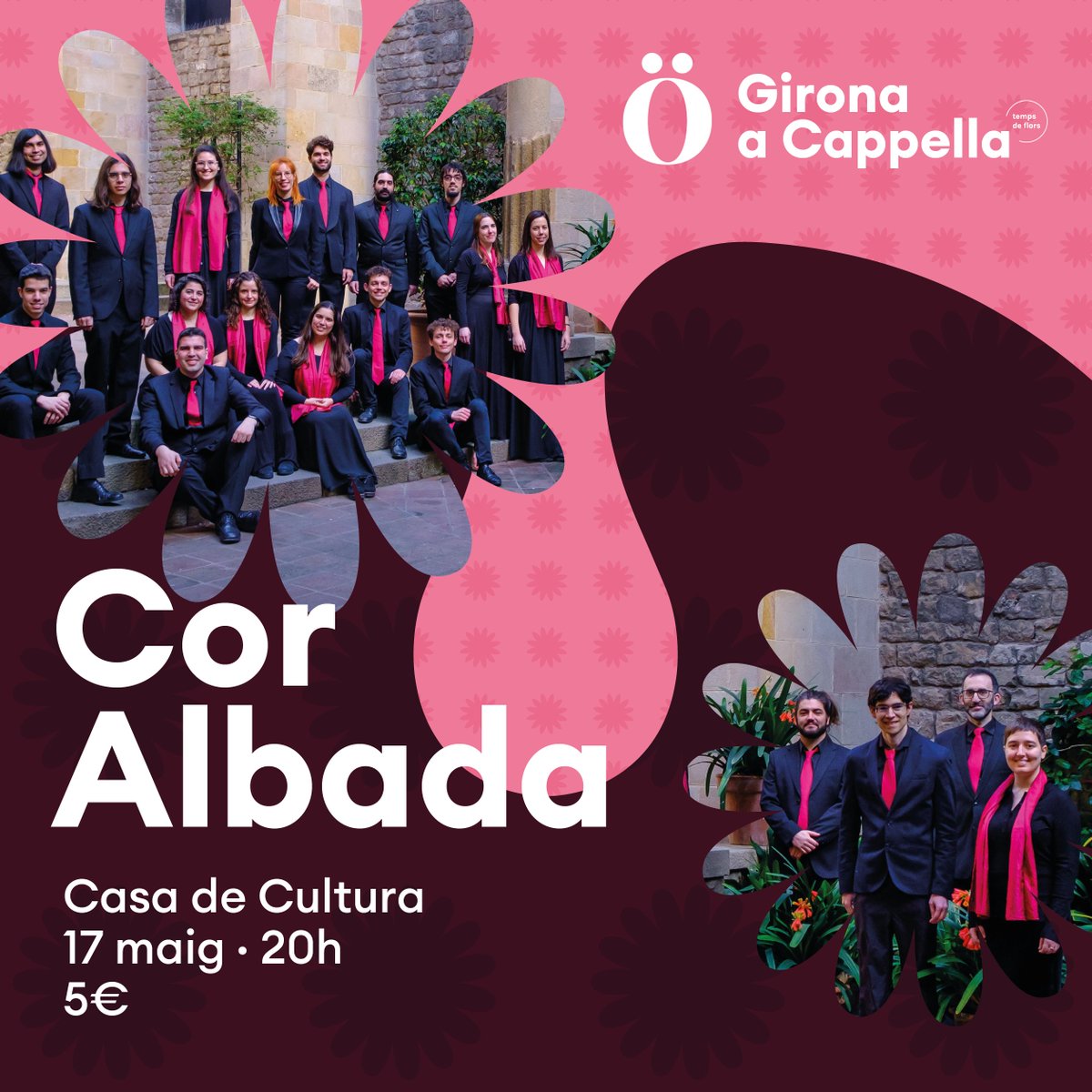 🌸El divendres 17 de maig @gironacappella porta a la Casa de Cultura el Cor Albada! Presentaran un conjunt d’arranjaments corals de cançó popular recents (alguns dels quals inèdits) i d’altres que ja han esdevingut grans clàssics del cant coral. 🎟️ tuit.cat/nTY3s