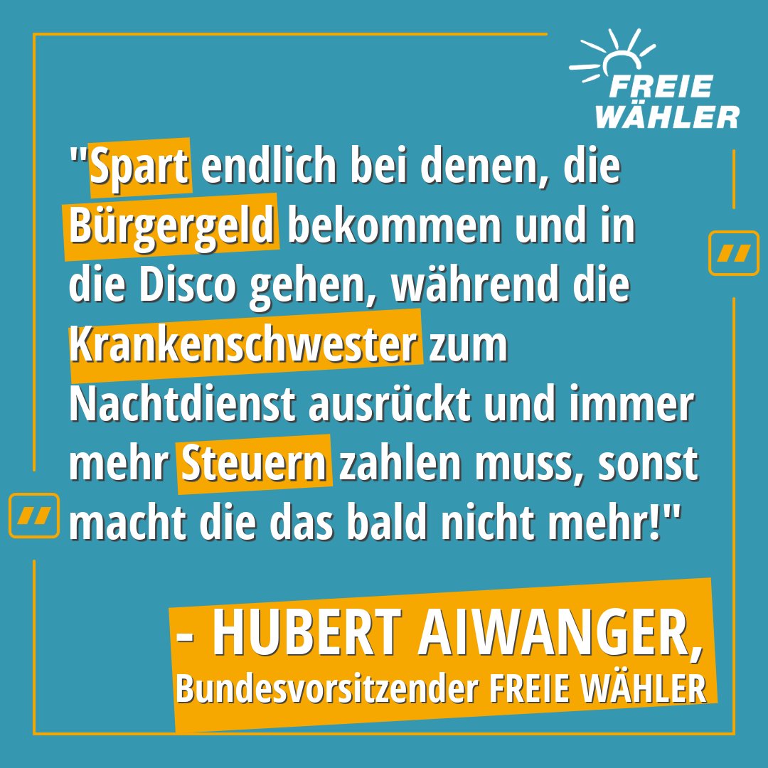 #Klartext von @HubertAiwanger #Bürgergeld #Steuern #AnpackenFürDeutschland #Aiwanger