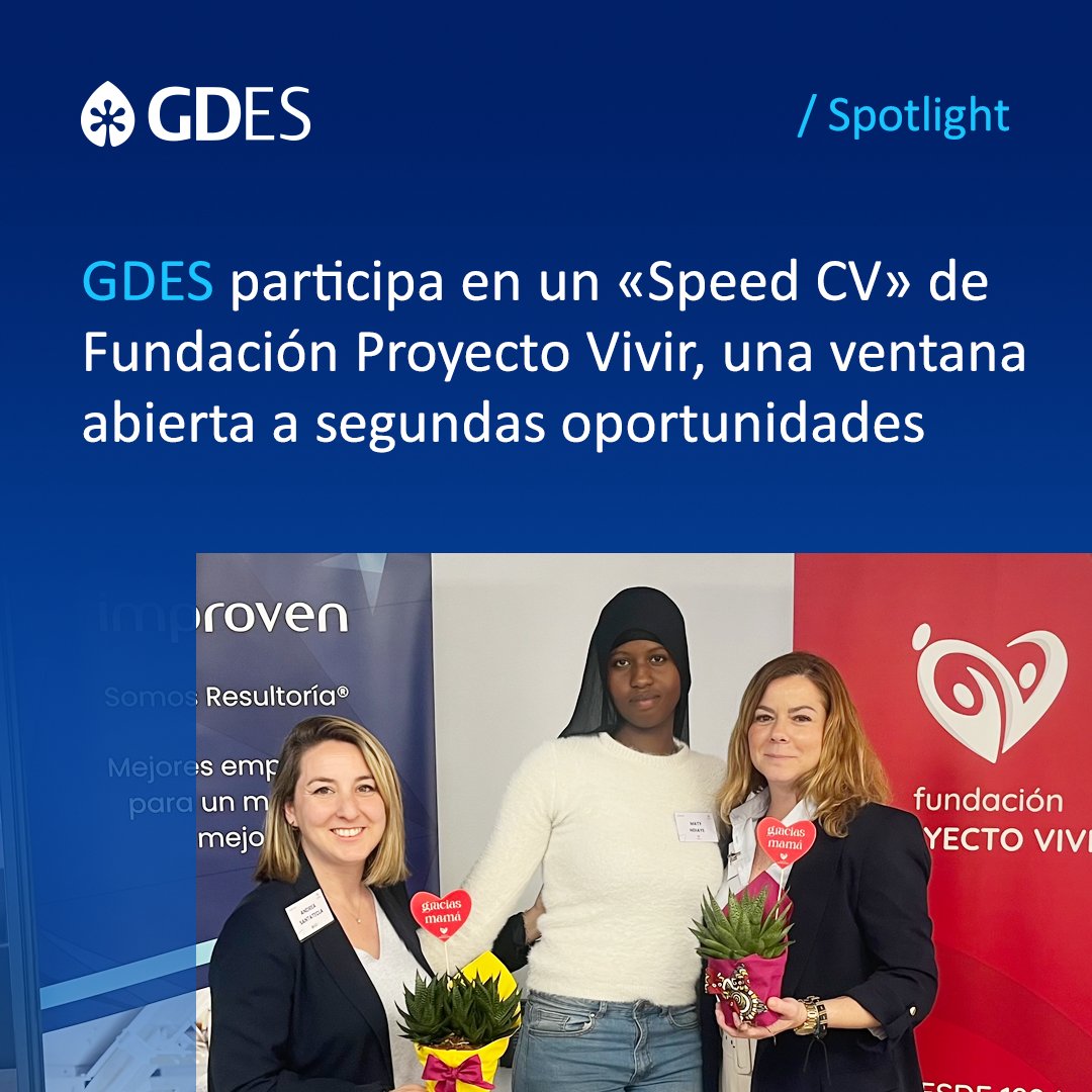 #GDES ha participado en el primer «Speed CV» organizado por @ProyectoVivir_ y @Improven. Una magnífica iniciativa para que mujeres 👩🏻 en riesgo de exclusión social presenten su candidatura profesional a diversas empresas, entre ellas la nuestra.