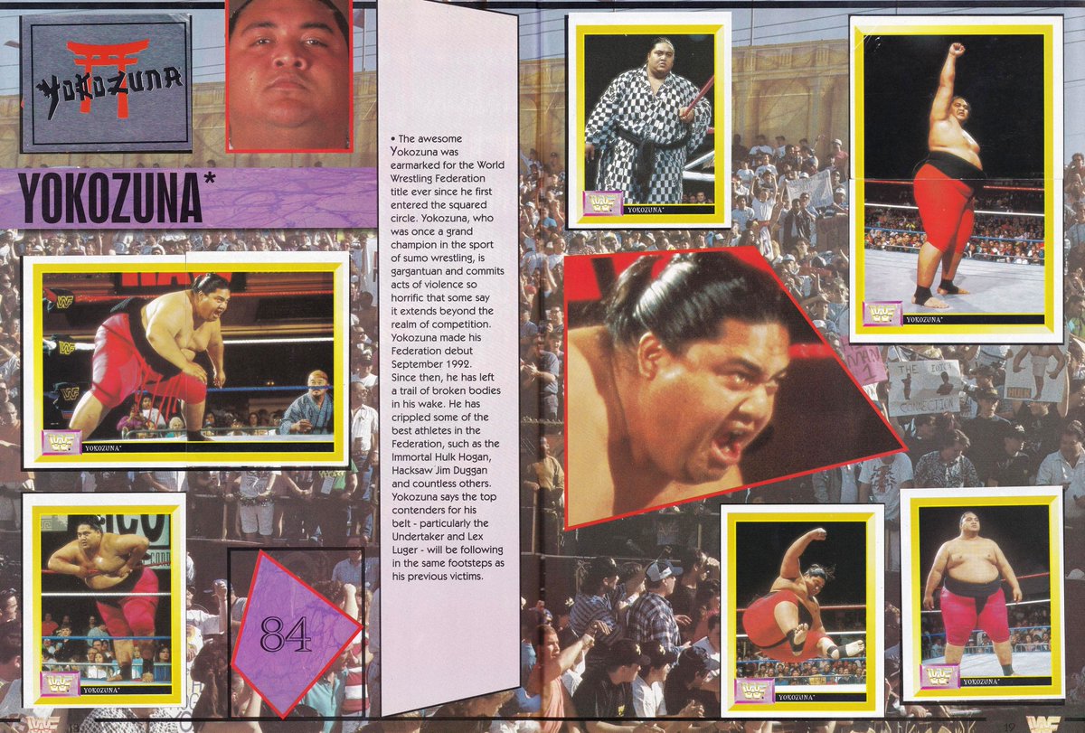 Yokozuna section from the 1993/94 Merlin WWF Sticker Album. #WWF #WWE #Wrestling #Yokozuna