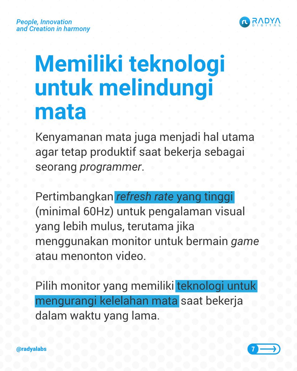 Ikuti tips dan trik berikut untuk memilih monitor yang sesuai dengan kebutuhan pengembanganmu! 🌟💻

#radyadigital #digitaltransformationpartner #softwareengineer