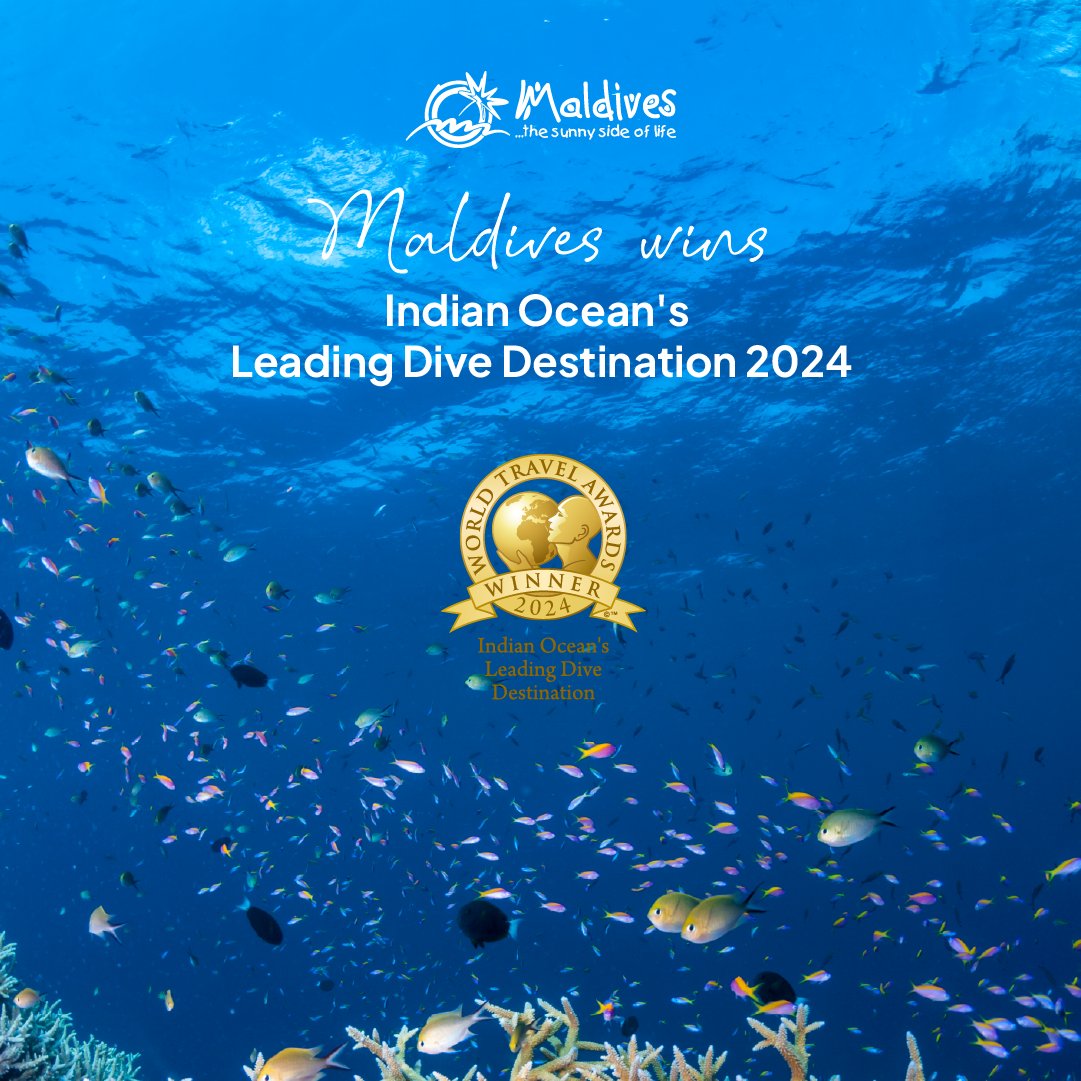 The Maldives is the Indian Ocean's Leading Dive Destination 2024. The Maldives boasts crystal-clear waters teeming with vibrant fish and magical coral reefs. Explore this underwater wonderland!