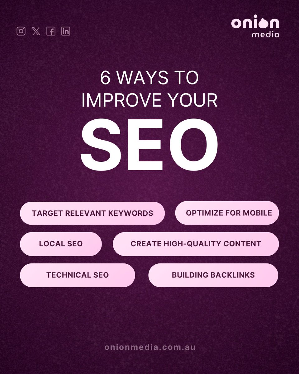 We offer a comprehensive range of SEO services to help you achieve your online goals.

Contact us today to get some actionable tips to boost your website's ranking and get your content seen by the right eyes.

#SEO #business #onionmediaau